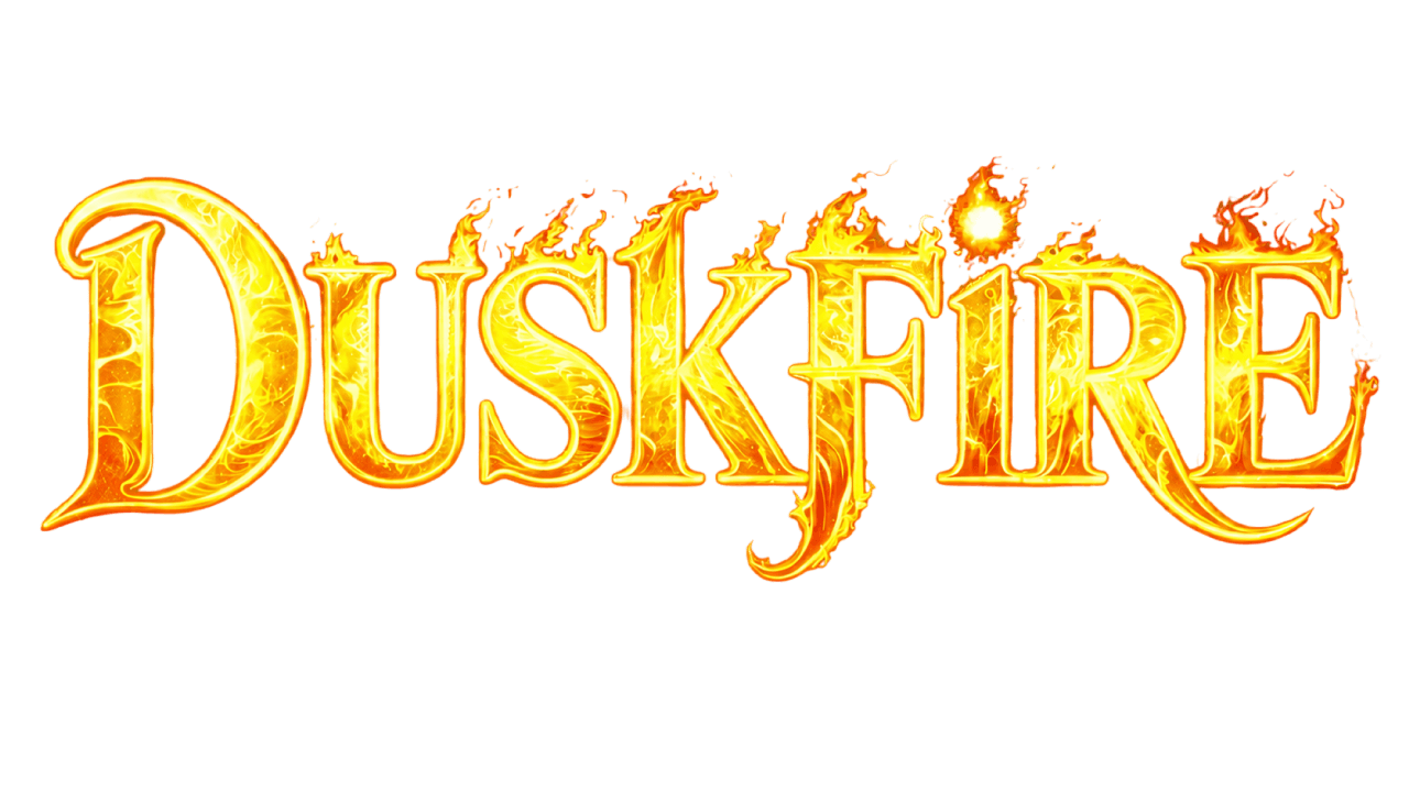 Official Duskfire key artwork featuring Icoria and Drakan