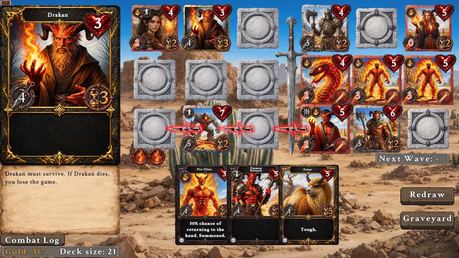 Duskfire combat with spell cards in play