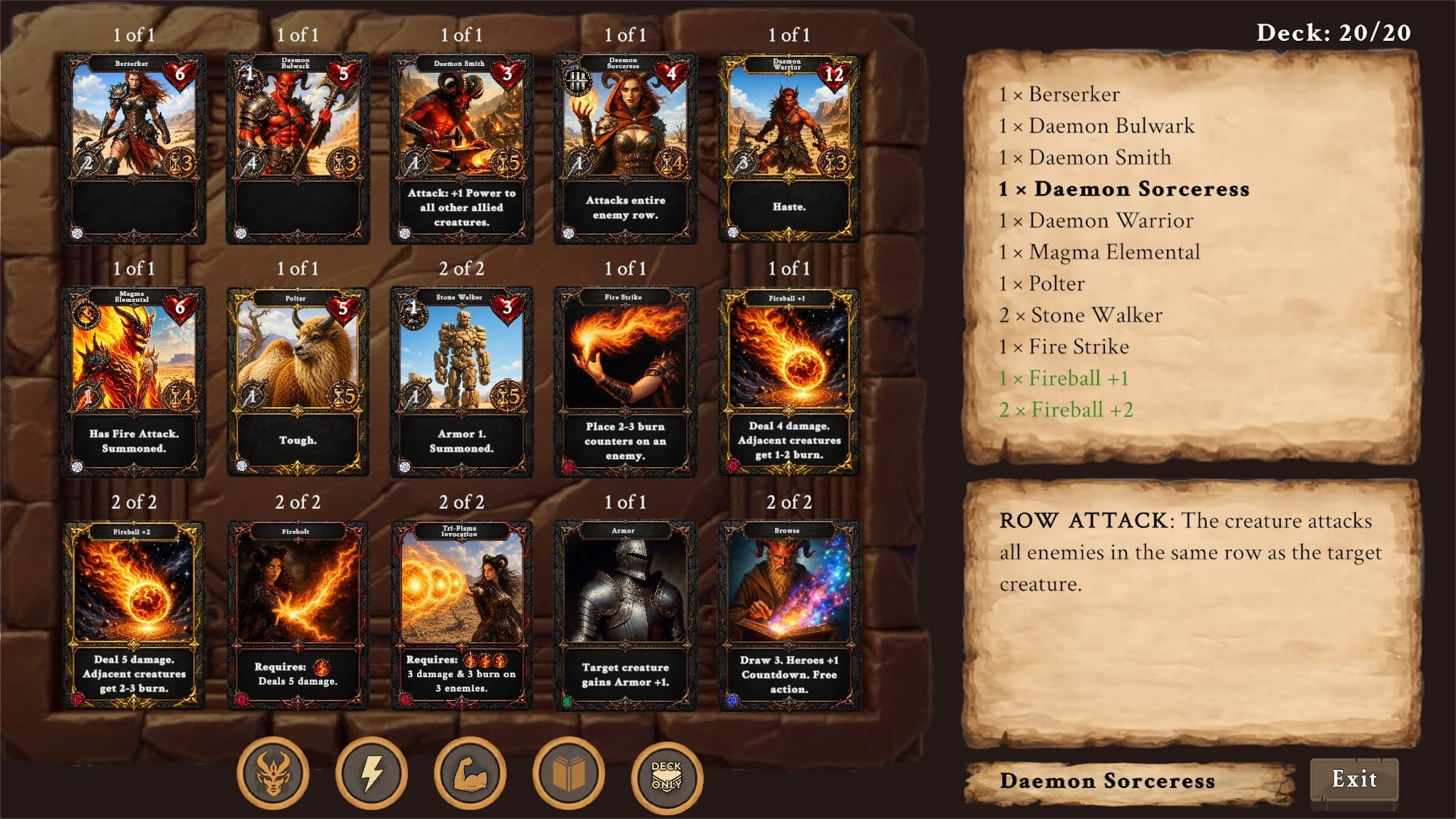 Duskfire deck builder interface