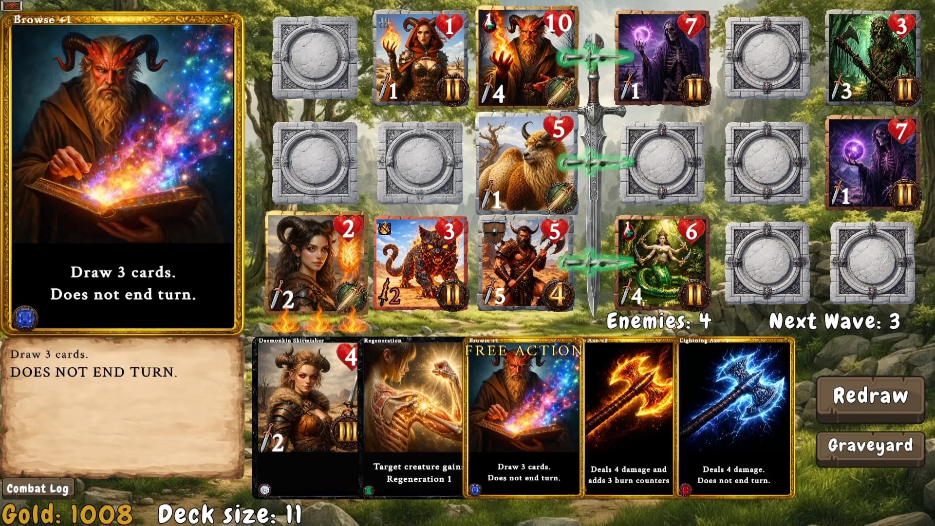 Duskfire combat with spell cards in play