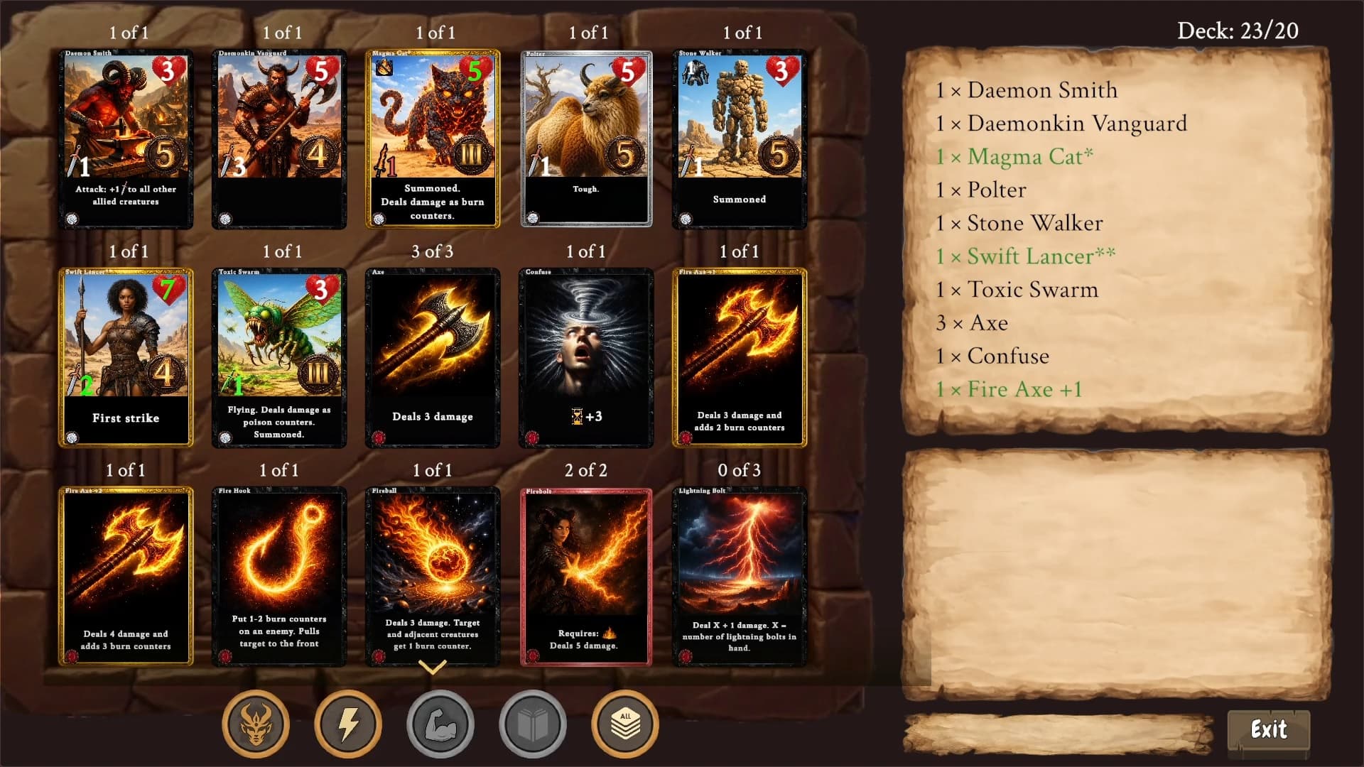 Duskfire deck builder interface